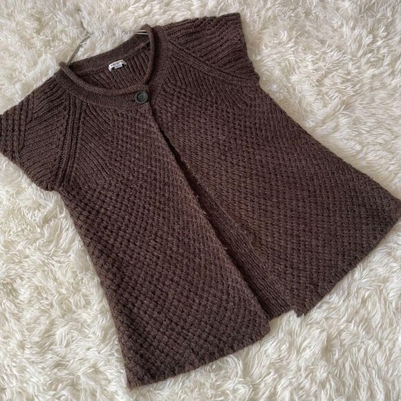Ensue Short Sleeve Knit Cardigan M Brown Layered Outerwear - Picture 4 of 6